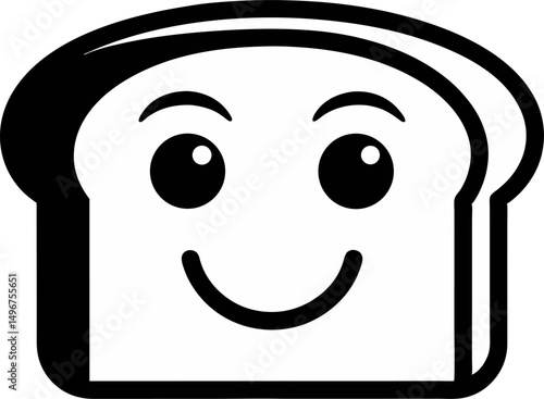 Toast With Smiley Face Silhouette Vector Illustration