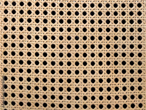 Close-up of Natural Woven Rattan Cane Texture