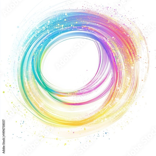 Circular Abstract Art with Vortex of Colorful Light
