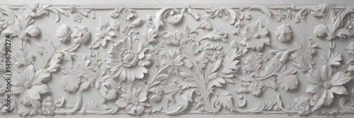 Wallpaper Mural White and light gray floral plaster relief  Ornate, refined, subtle, artistic surface ,  delicate,  decor,  subtle Torontodigital.ca
