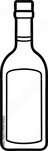 Wine Bottle With Cork Line Art Vector Illustration