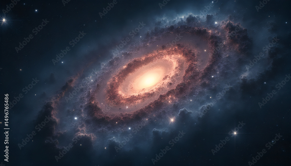 Obraz premium space background with spiral galaxy and stars