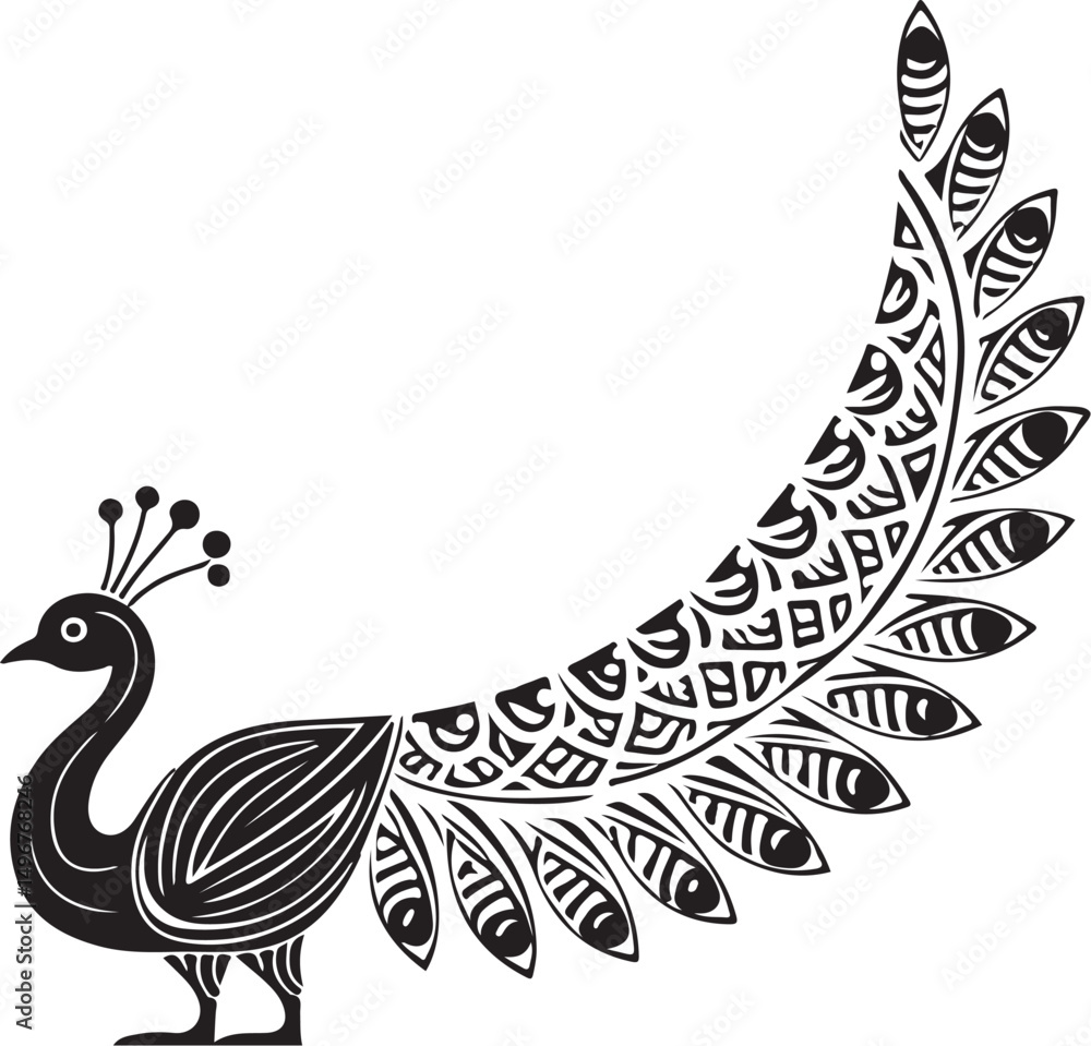 Fototapeta premium Elegant Peacock Silhouette Set