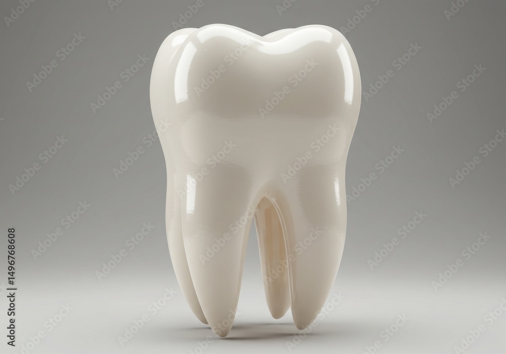 Close up of a single molar tooth on grey background Close up of a single molar tooth on grey background
