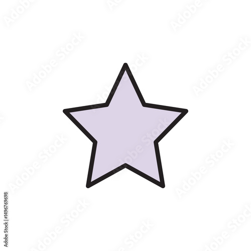 Colored five-pointed star with outline. Great for ratings or festive designs.