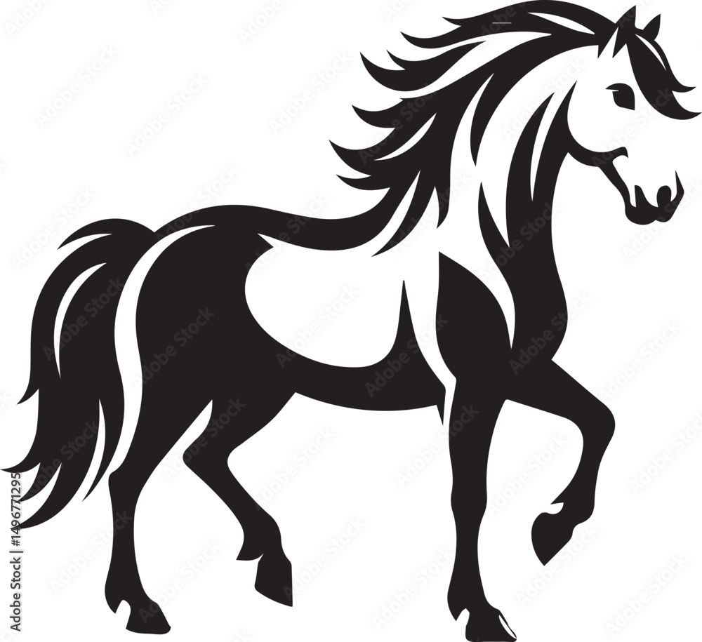 Black and White Berber Horse Vector Illustration – High-Quality Line Art Design Black and White Berber Horse Vector Illustration – High-Quality Line Art Design