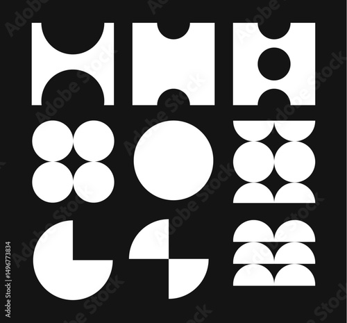 Collection of White Geometric Shapes for Design Purposes