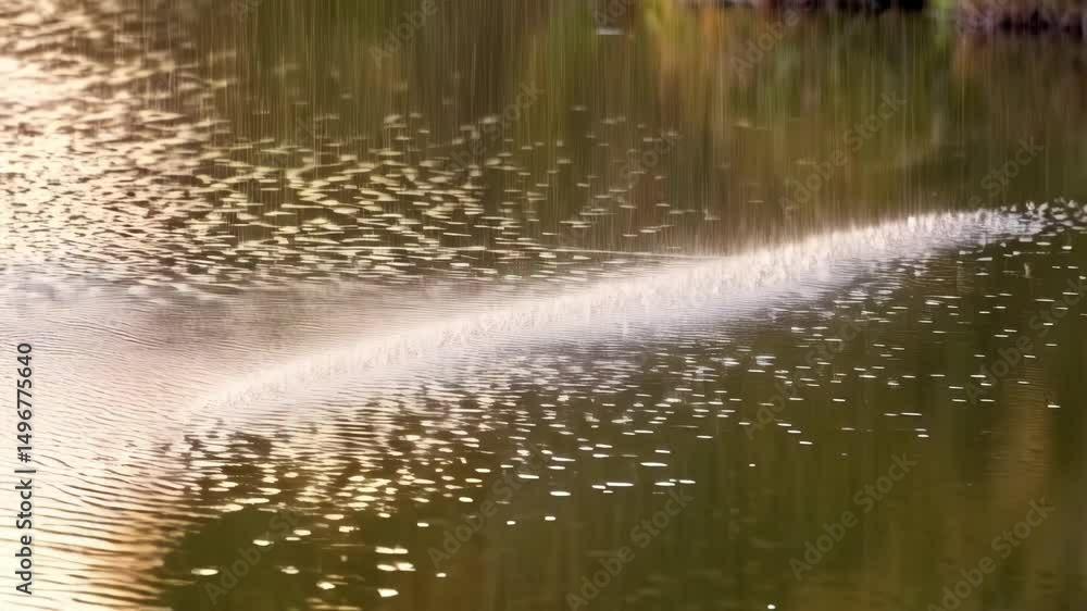 Water surface ripples with sunlight reflecting and creating a gentle, calming atmosphere with textured details and natural beauty.