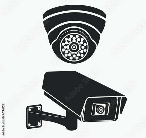 Security Cameras Vector Icons – Dome and Bullet Surveillance Cameras


