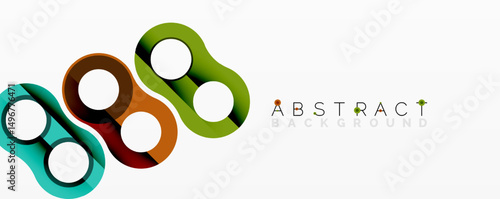 Colorful rounded shapes overlap, creating modern abstract design. Bright hues offer visual interest, simple composition.