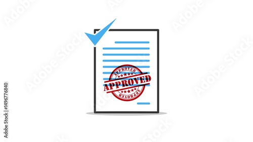 Document Checked and Stamped animation representing business permit or proposal accepted - Business Concept Animated Motion Graphic