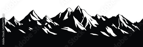Silhouette mountain range isolated on white background, vector design