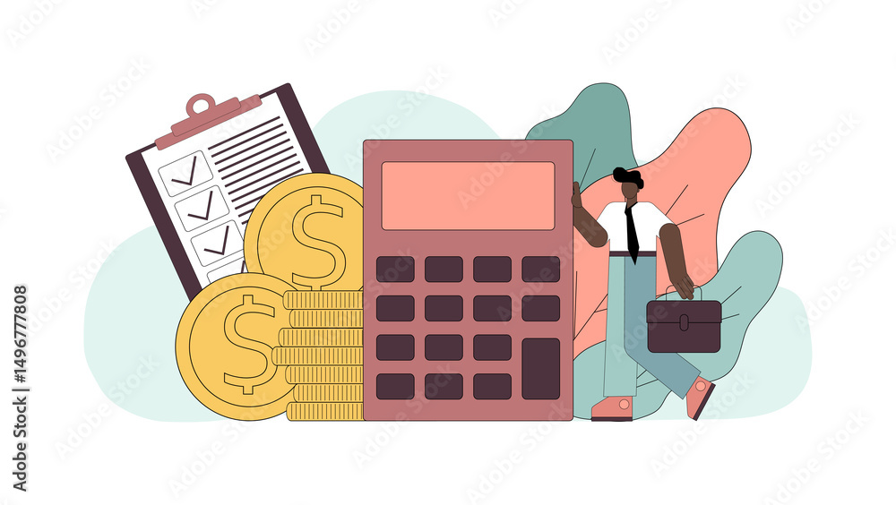 Naklejka premium Profit and loss calculation, financial accounting, audit