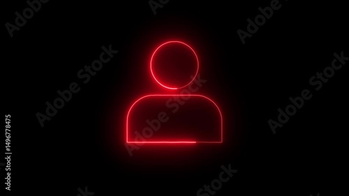 Abstract neon glowing new user icon animation on black background.