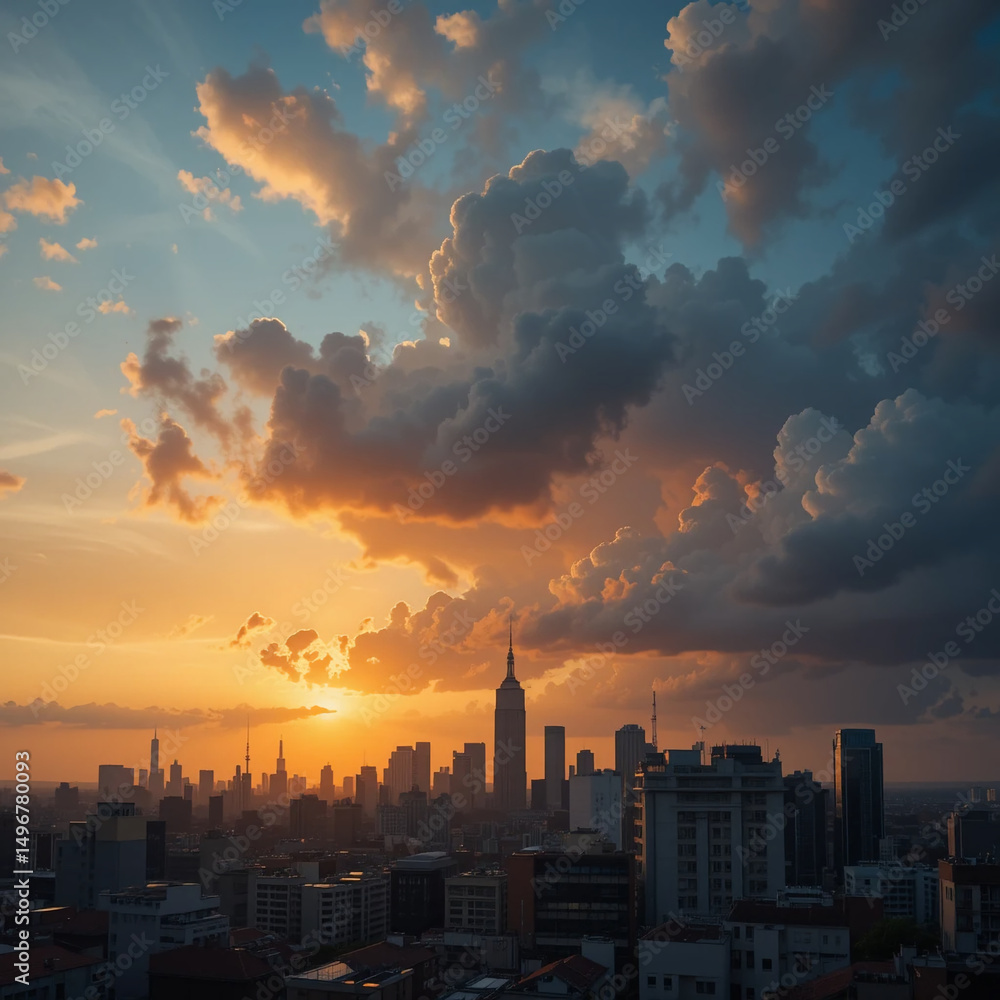 Fototapeta premium sunset over the city