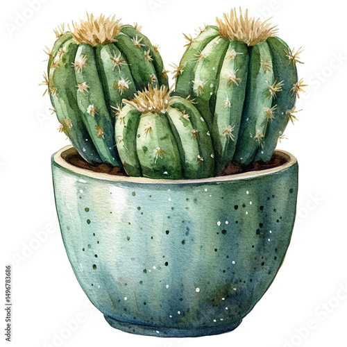 Cactus in Ceramic Pot PNG