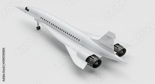 超音速機 優雅な白 精密な模型 滑らかな曲線 未来感漂うデザイン. AI Generated