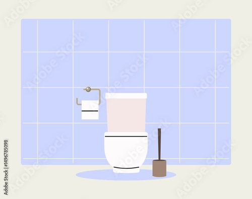 Cartoon illustration of a bathroom interior with a modern and clean design. Vector background concept for hygiene, domestic life and health
