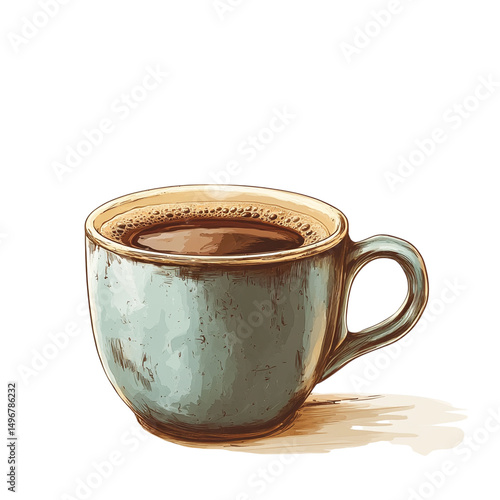  Minimalist White Coffee Mug with Steam Rising Illustration