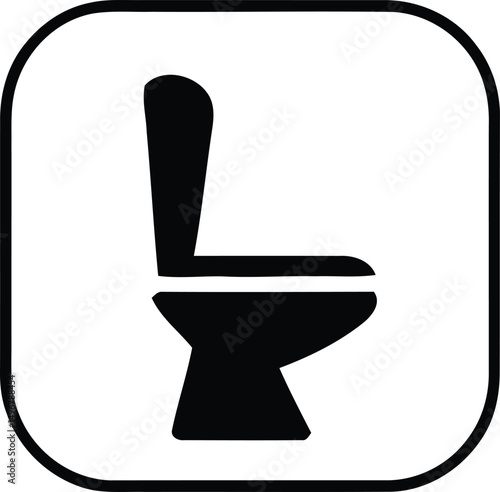 Simple black and white restroom symbol for public facilities easily recognizable to direct people to bathroom amenities and services.