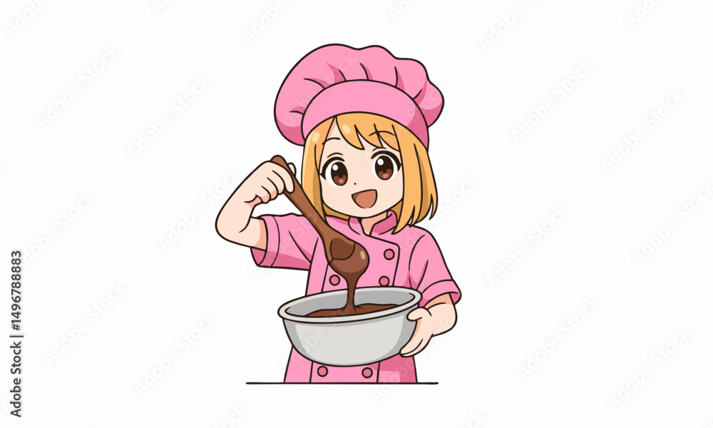 cute female chef cartoon illustration cute female chef cartoon illustration