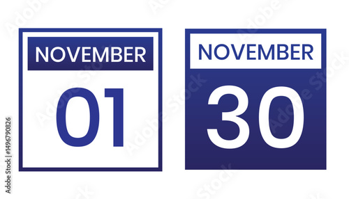 purple color daily calendar editable vector file, calendar november with shape editable date