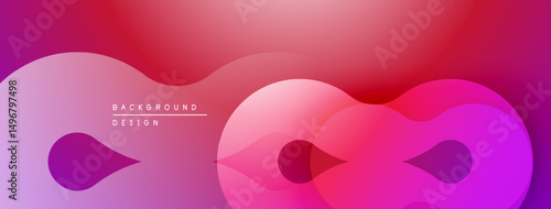 Abstract flowing shapes, pinks, reds create modern background. Minimalist design with gradient effect. Smooth curves dominate composition.