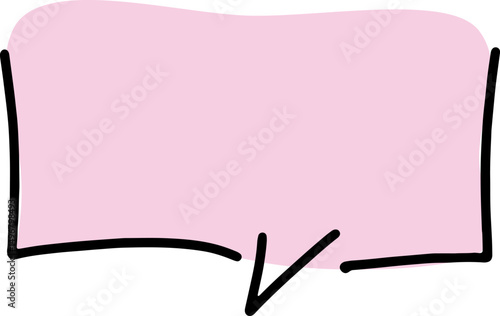conversational speech bubble hand drawn black curved lines simple lines with a pale cute pink fill with rounded corners