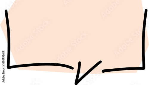 conversational speech bubble hand drawn black curved lines simple lines with angular light pink decorative background