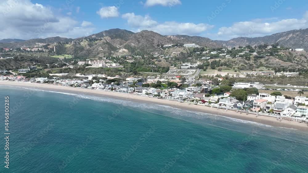Malibu In Los Angeles California United States. Breathtaking Aerial View Of A Lush Tropical Coastline Scenery. Shore Clouds Sky Beach Sea. Seaside Panoramic. Los Angeles California. Malibu In Los Angeles California United States. Breathtaking Aerial View Of A Lush Tropical Coastline Scenery. Shore Clouds Sky Beach Sea. Seaside Panoramic. Los Angeles California.