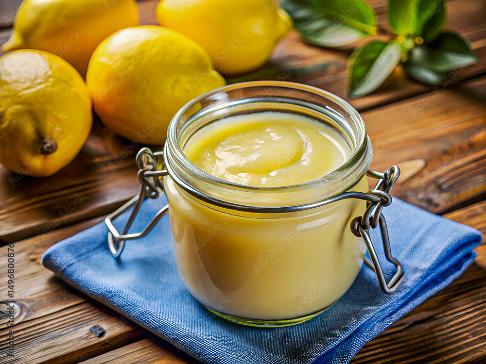 Homemade Lemon Curd in a Jar. Vibrant, Creamy and Perfect for Culinary Creations. Delicious food background Homemade Lemon Curd in a Jar. Vibrant, Creamy and Perfect for Culinary Creations. Delicious food background