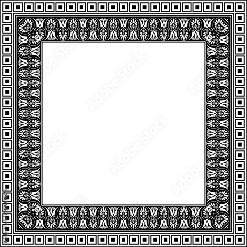 Decorative square frame Elegant element for design in Greek style, place for text. Floral square border. Lace illustration for invitation, greeting card, textile, engraving, embroidery, porcelain