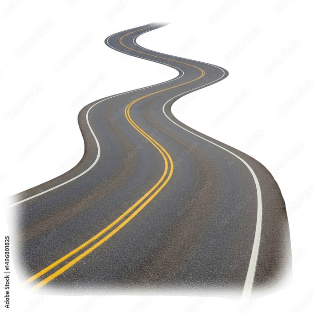 Obraz premium Winding asphalt road illustration on white background