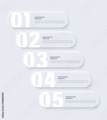 Neumorphism white vector vertical infographic template. Minimalistic clean infographic design