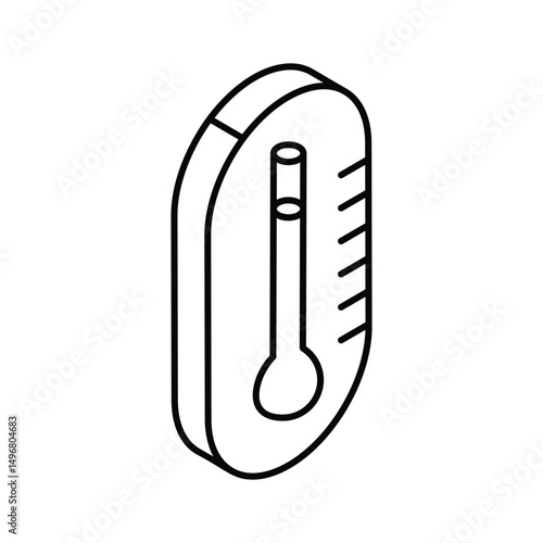 Visually engaging isometric icon of temperature check