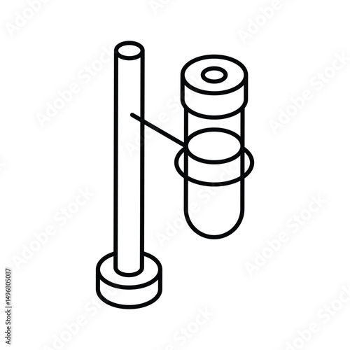 A modern isometric icon of lab retort stand