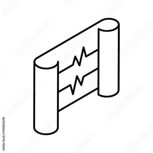A modern isometric icon showing an ecg chart