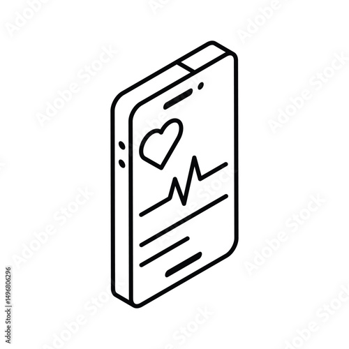 Grab this isometric outline icon of healthcare app