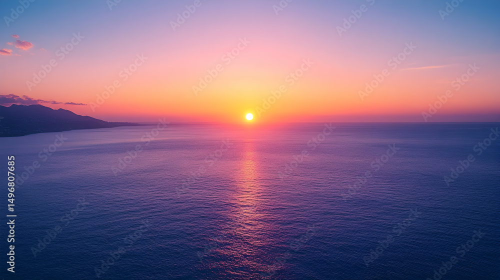 Fototapeta premium A scenic sunset over a tranquil s 9FBF6