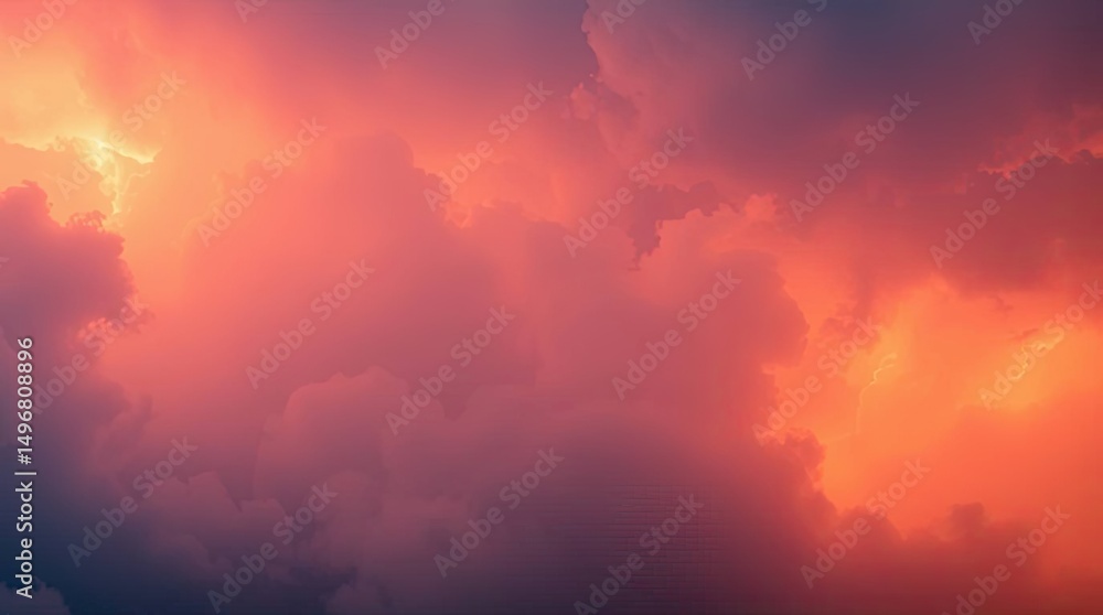 A stunning display of colorful clouds during sunset with vibrant orange and purple hues. A stunning display of colorful clouds during sunset with vibrant orange and purple hues.
