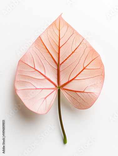 Realistic Close-Up of Caladium Leaf with Fine Details of Texture, Veins, and Color Gradients