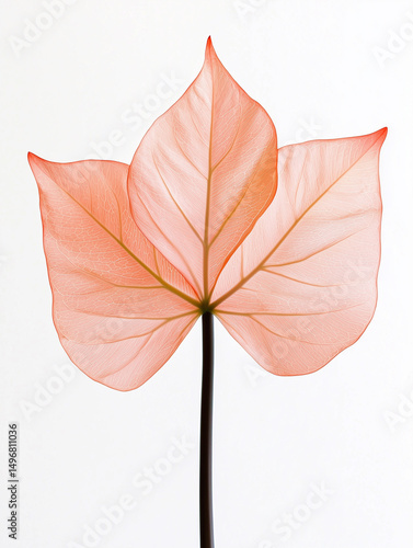 Realistic Photo of Caladium Leaf with Blurred Natural Background and Vibrant Colors