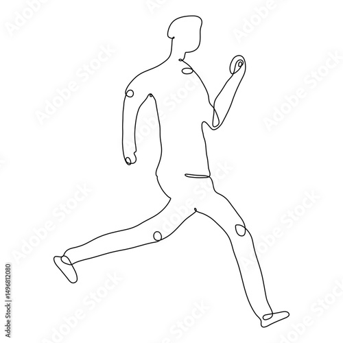 Single line drawing athletic man running fast energetic movement sport fitness healthy lifestyle active person exercise wellbeing
