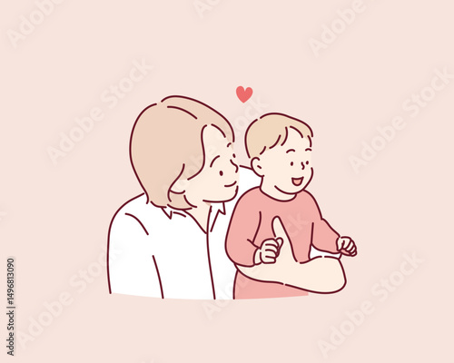 Father Holding baby with Loving Gaze
Hand drawn style vector design illustrations.