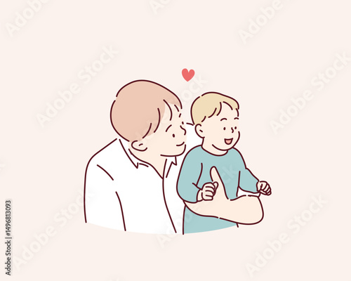 Father Holding baby with Loving Gaze
Hand drawn style vector design illustrations.