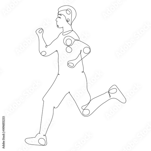 Continuous line drawing athletic man running sports fitness exercise healthy lifestyle active person motion speed energy dynamic movement
