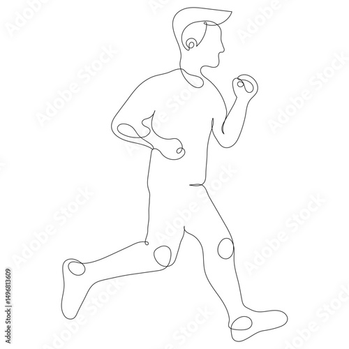 Single line drawing athletic man running jogging exercise fitness sport health active lifestyle wellbeing person movement energy speed