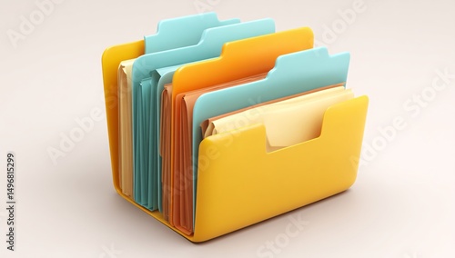 3D design of a space-saving file organizer, perfect for tidying up office or home spaces.