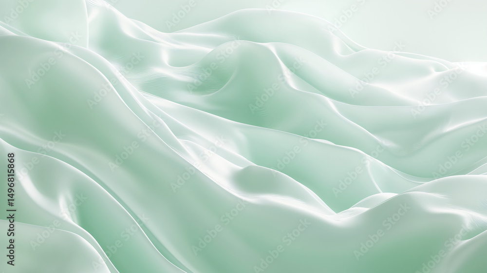 Obraz premium mint green and white color scheme, creating a serene and tranquil atmosphere. The surface appears smooth, with subtle highlights and shadows enhancing the depth and realism.