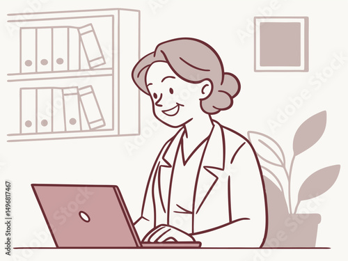 Senior Woman Doctor Using Laptop Online Medical Consultation
